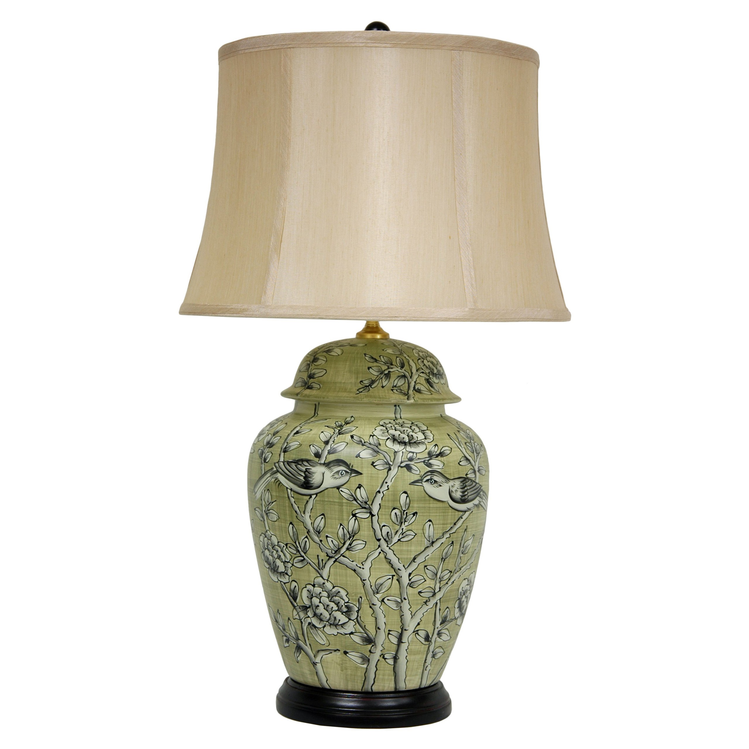 Fine porcelain ceramic vase lamp with a classic ginger jar