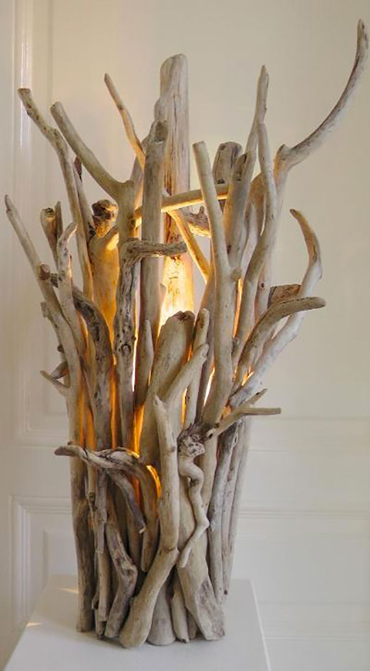 Gorgeous twig and branch light fixture perfect for an eclectic