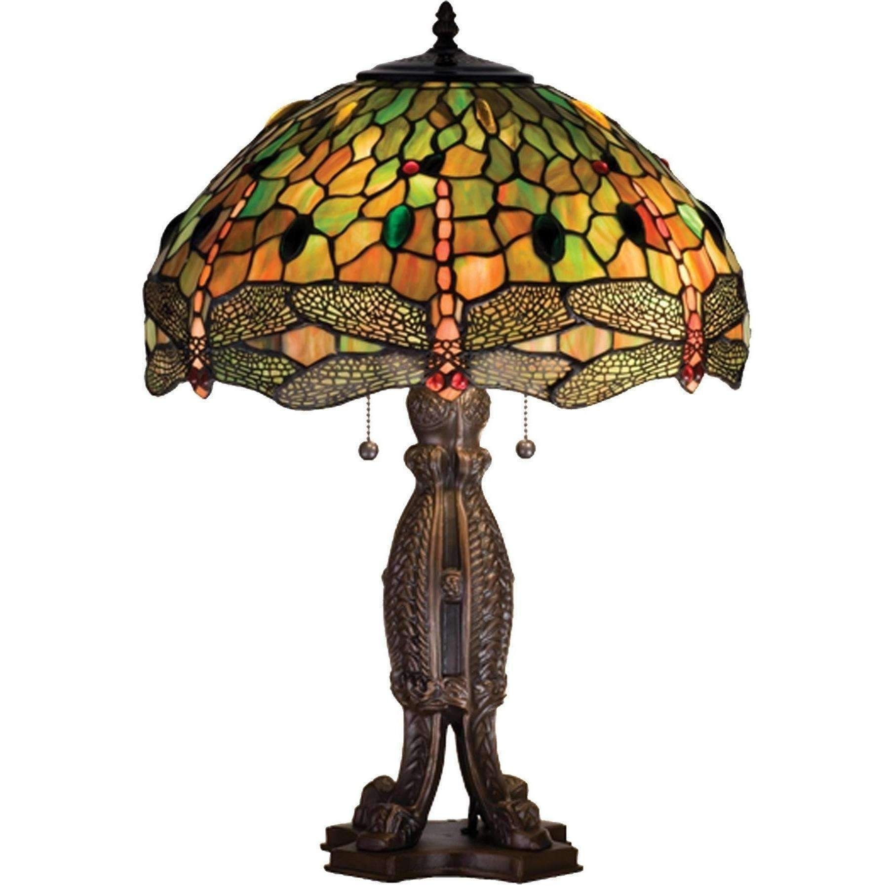 Hanginghead dragonfly tiffany stained glass table lamp