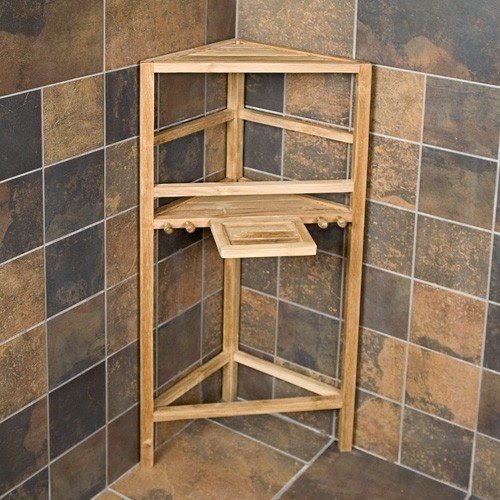 Teak Corner Shower Shelf Customer Photo