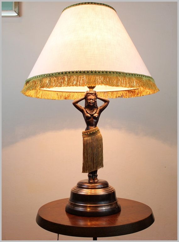 Hula girl table lamp animated motion pin up by midcenturymisfits