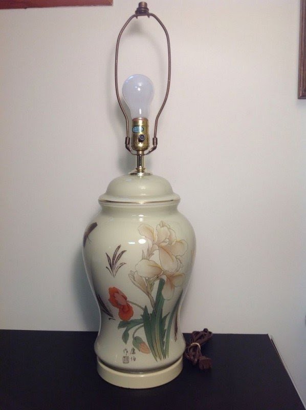 Large Oriental Porcelain Ginger Jar Table Lamp 15 Hand Painted Signed