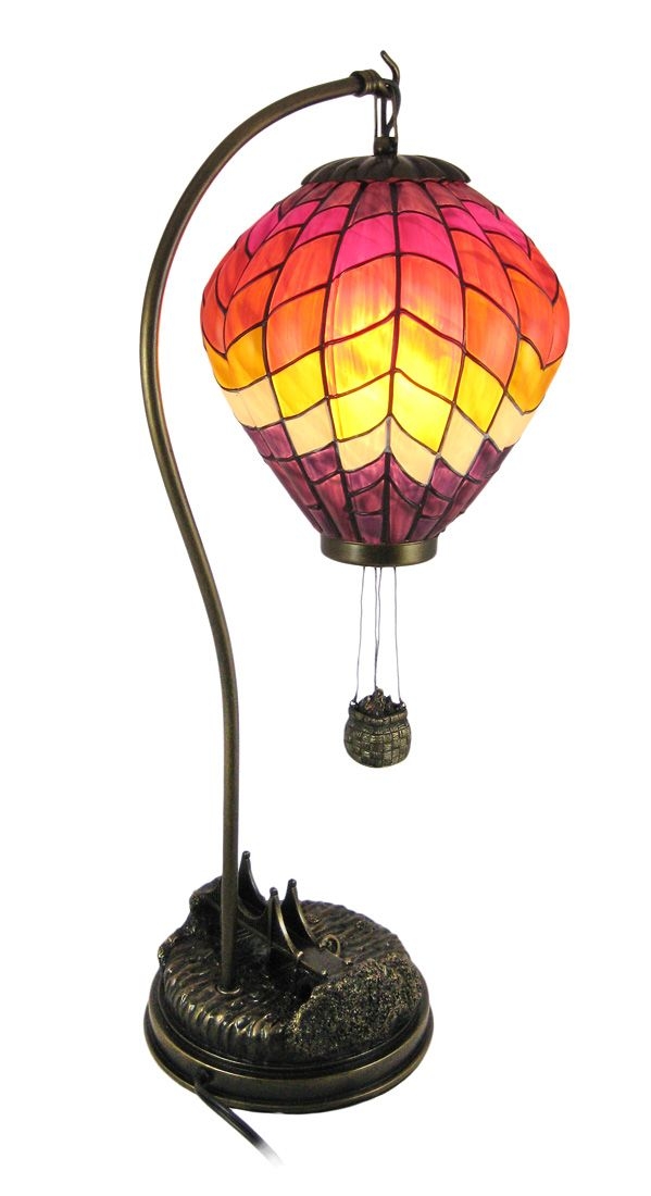 Large stained glass hot air balloon table lamp accent