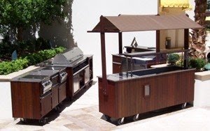 Mobile modular outdoor bars grills kitchens and service carts