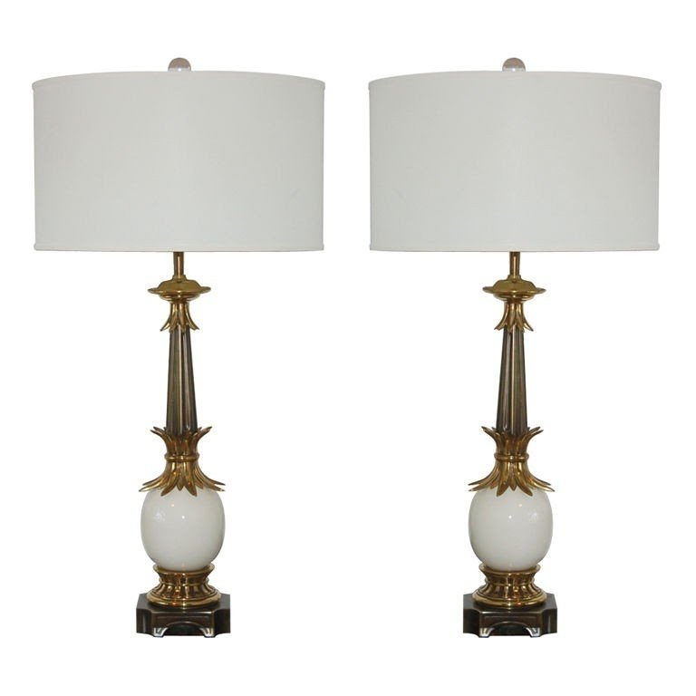 Pair of stiffel ostrich egg lamps from 1950s