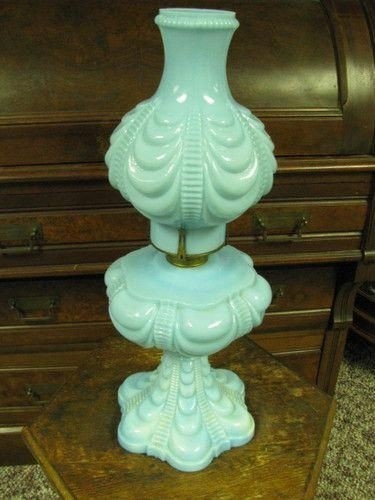 blue milk glass lamp