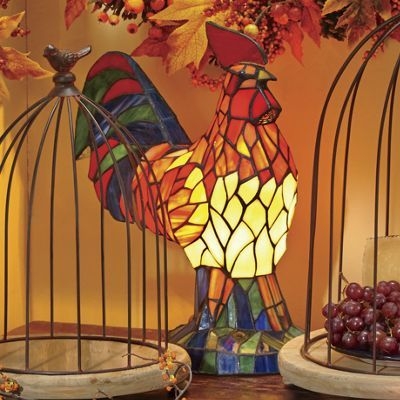 Stained glass rooster lamp 13