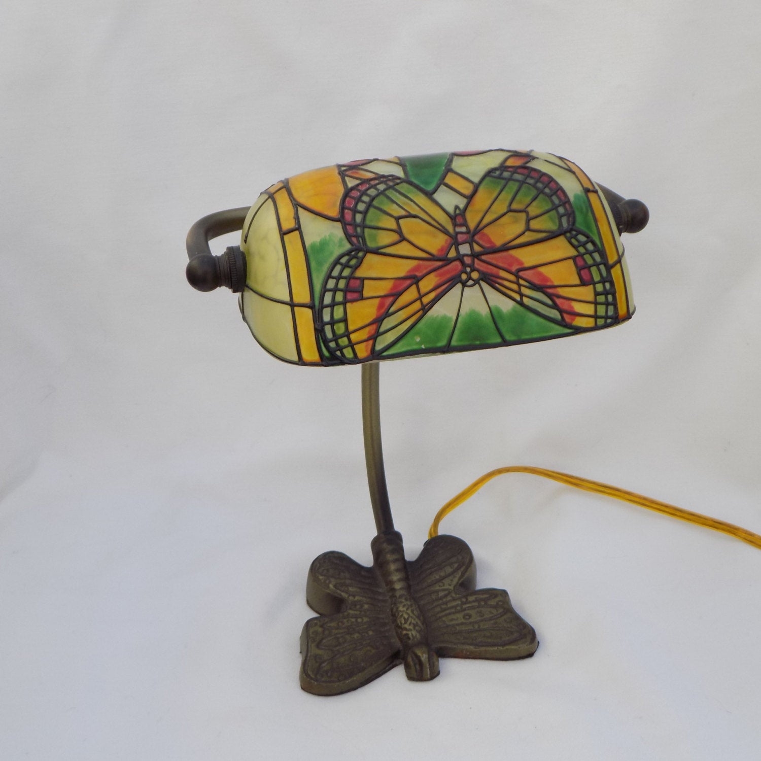 Vintage butterfly hand painted lamp