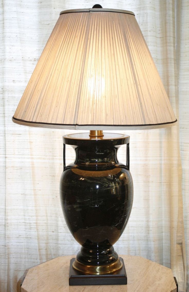Vintage Frederick Cooper Table Lamp Swirl Pattern Urn Porcelain Brass Base