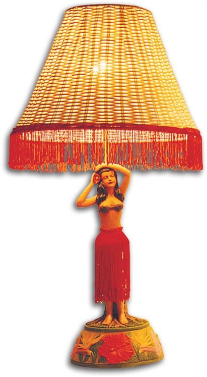 HULA GIRL Lamp W Light up Boobs Hawaiian Table WW11 Risque Naughty