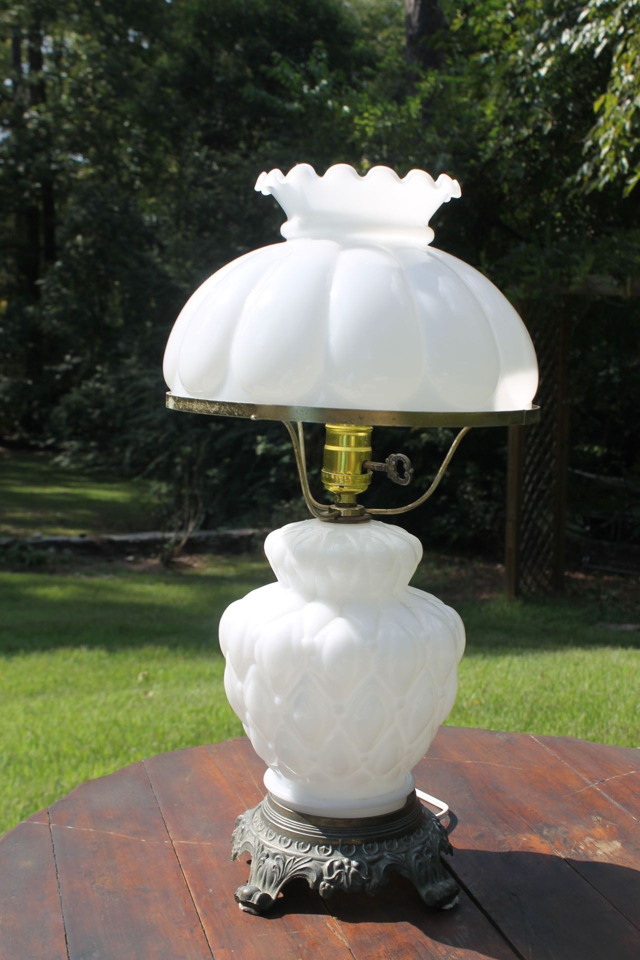 Vintage milk glass lamp southern vintage wedding rental