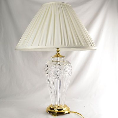 Waterford crystal table lamp belline with original shade brass accents