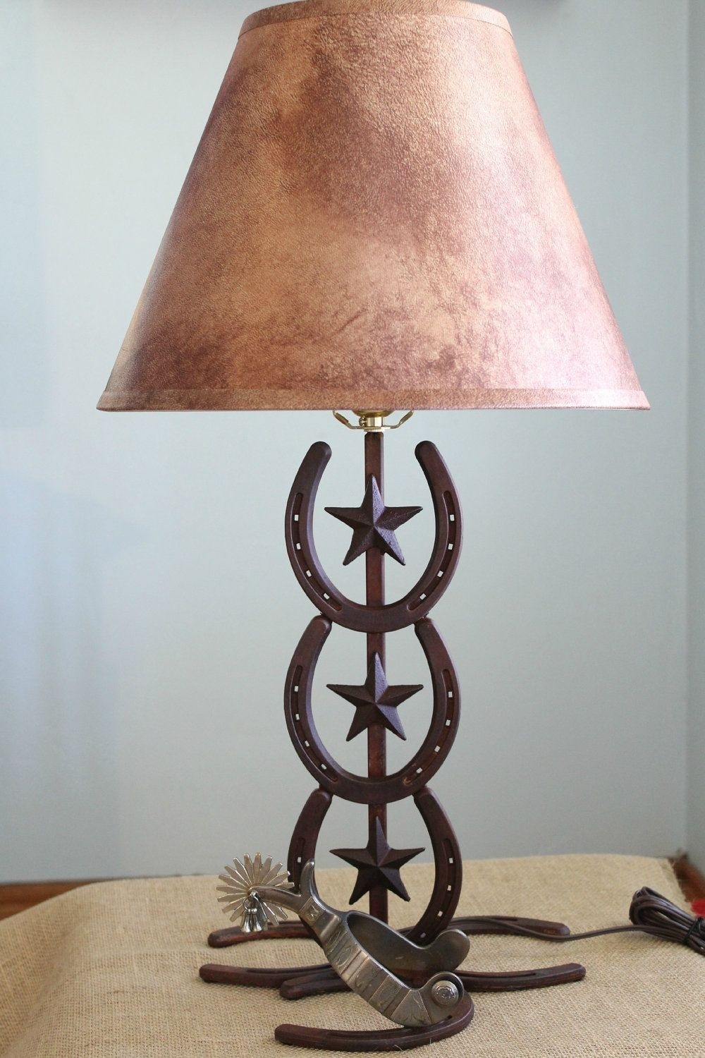Western lamp horseshoe and spur