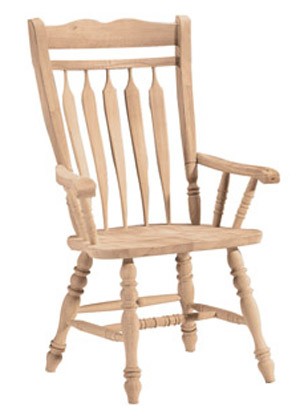 Colonial chair wood seat with arms