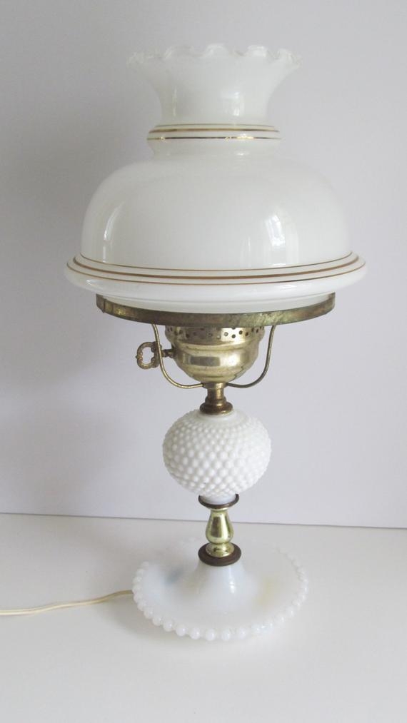 Hobnail milk glass store lamp globe