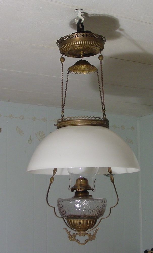 Antique hanging deals oil lamps