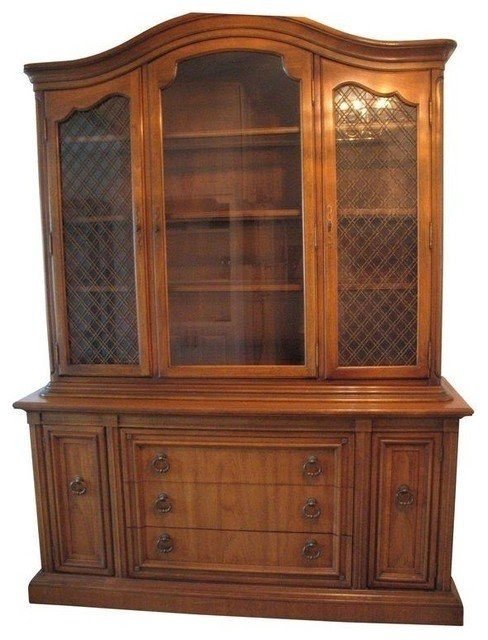 Pecan china cabinet traditional storage units and cabinets