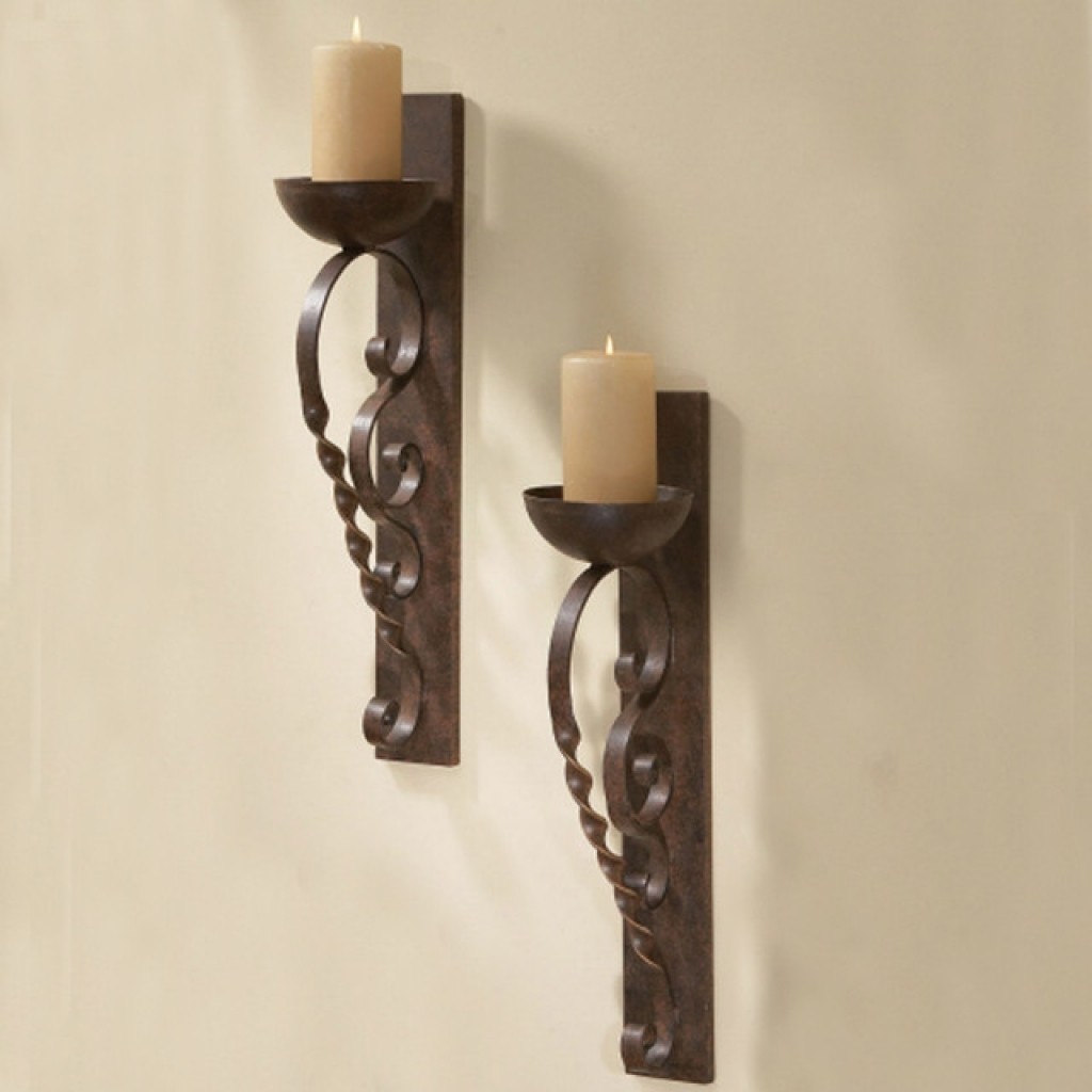 iron pillar candle wall sconce