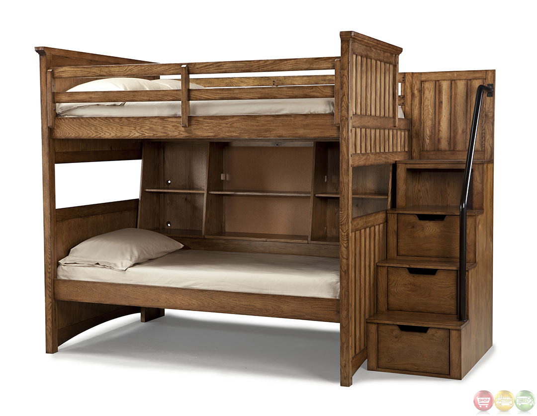twin over full bunk bed with storage stairs