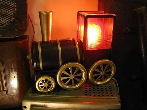 Ussr vintage nightlight train locomotive steampunk bed lamp