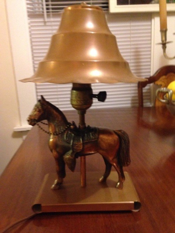 Vintage copper horse lamp