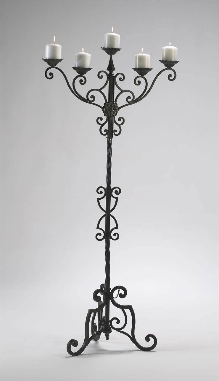 56 tall iron floor candelabra candle holder stand tuscan spanish