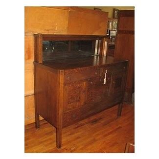 Antique Mission Oak Sideboard Buffet Arts Crafts J K Rishel W Mirror 1910s