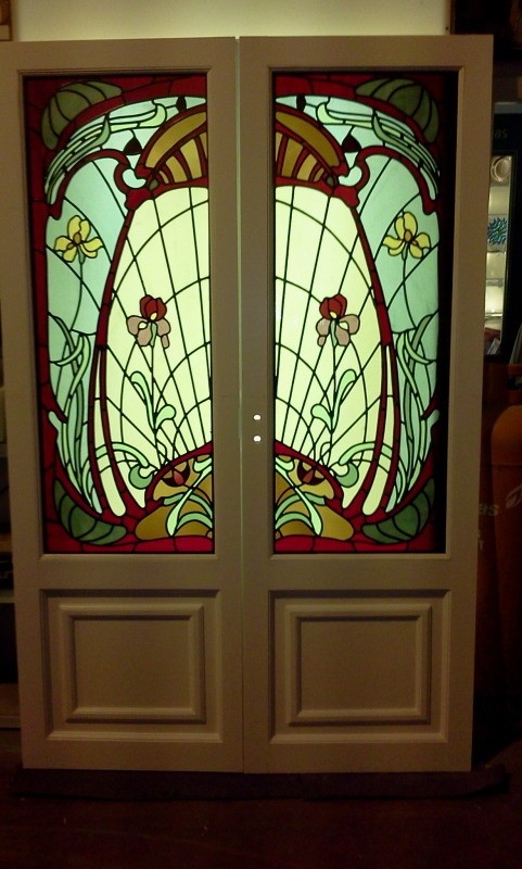 Art deco stained glass panels