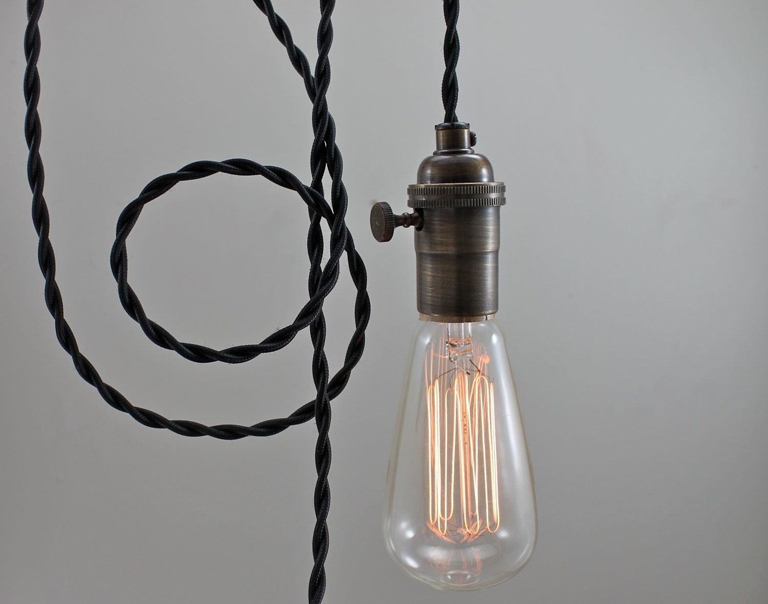 Black modern bare bulb pendant light