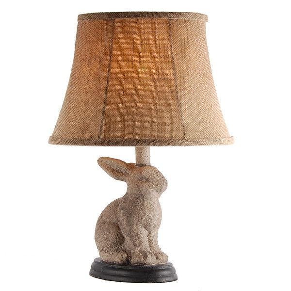 Bunny Rabbit Table Lamp with Distressed Gray Finish