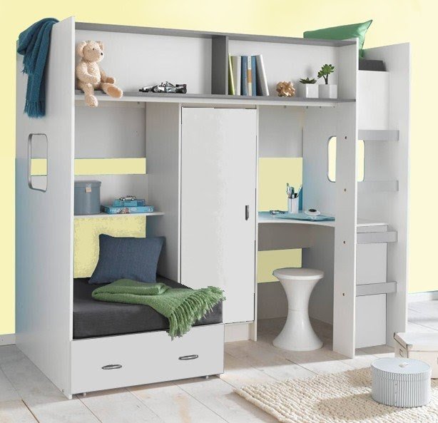 grey high sleeper with desk