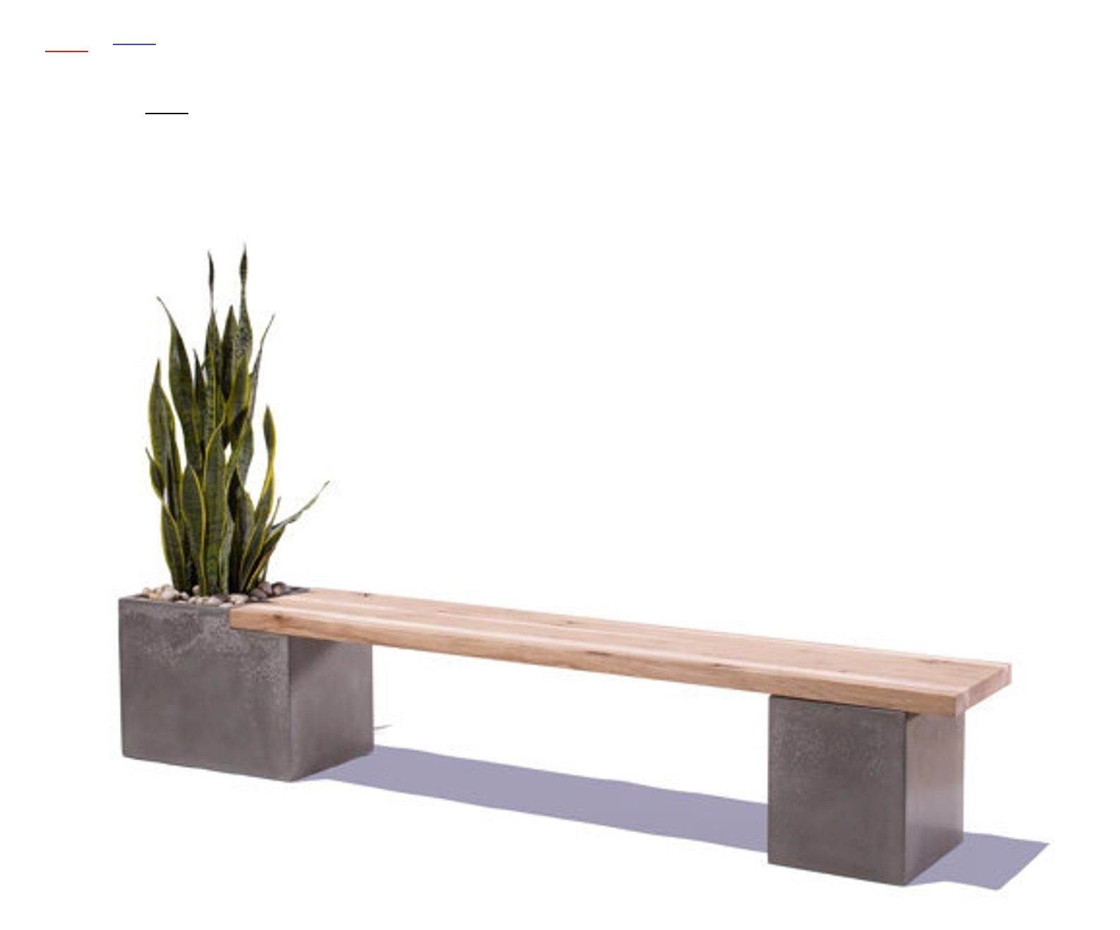 Concrete wood planter bench 1