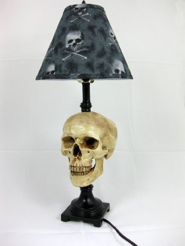 Desk Lamp with Life-size Skull and Bone Shade