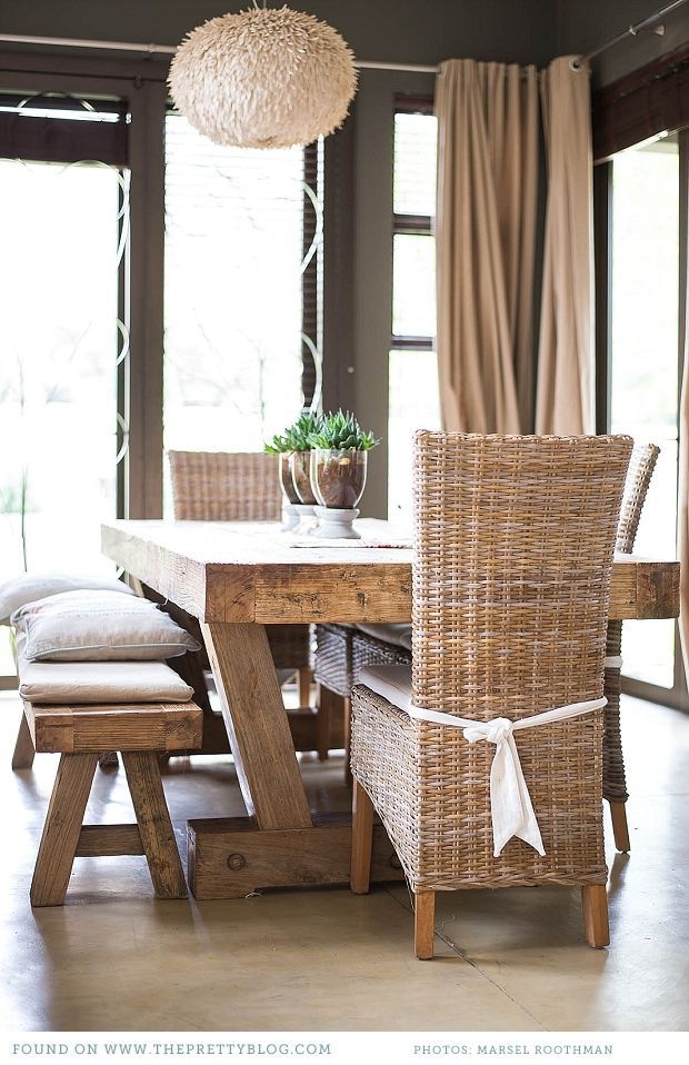 Dining table with chairs and bench