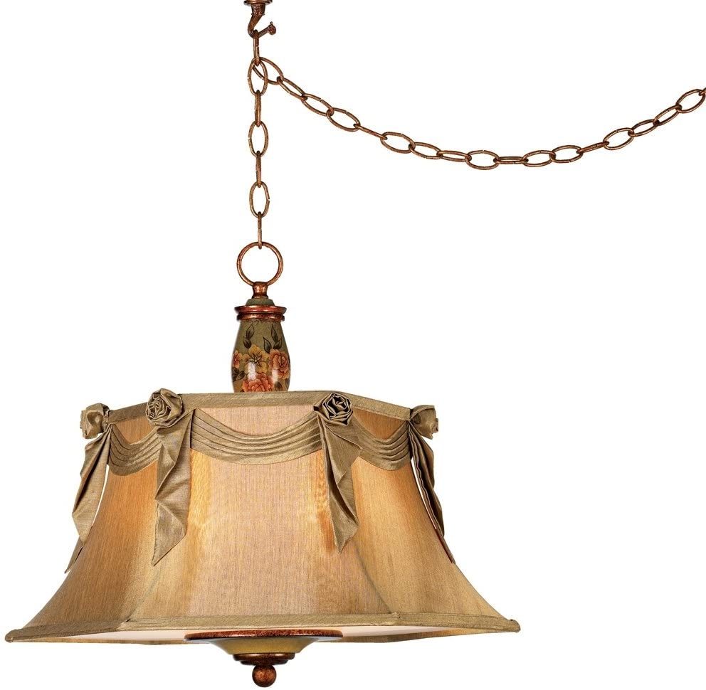 Floral plug in style swag pendant light traditional pendant lighting