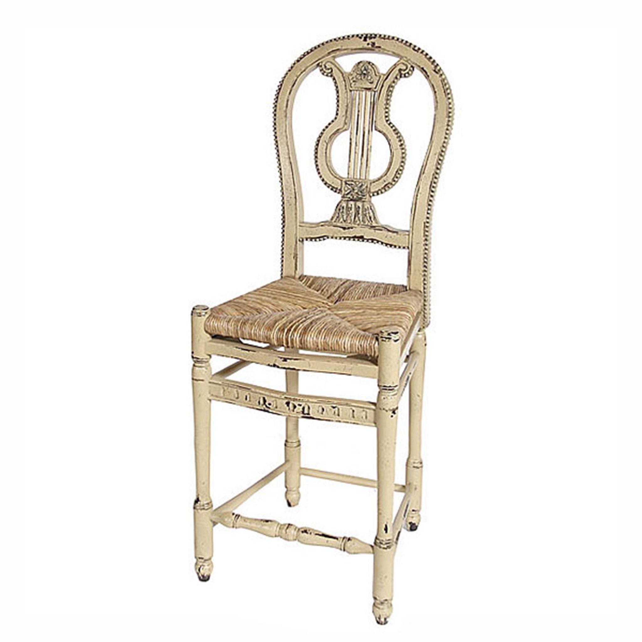 French country barstool bar stool chair mahogany handmade beige white