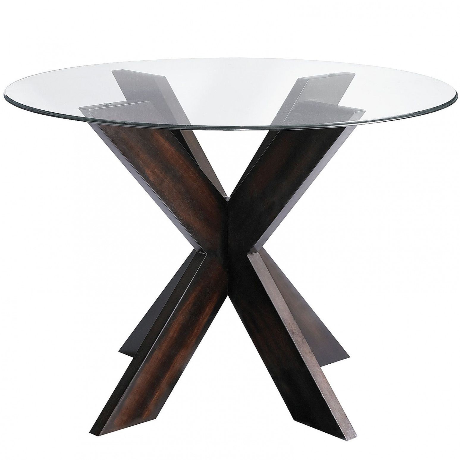Glass dining table with wood base 16