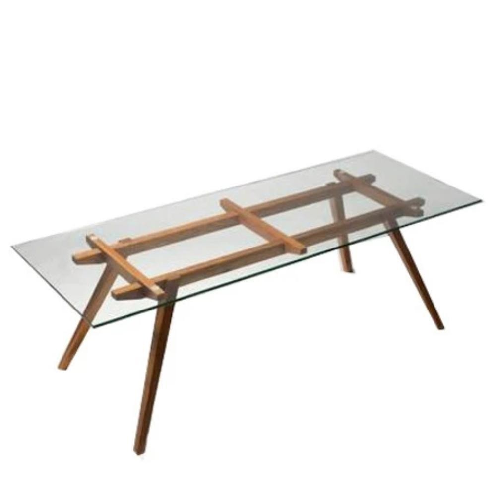 Glass dining table with wood base 27