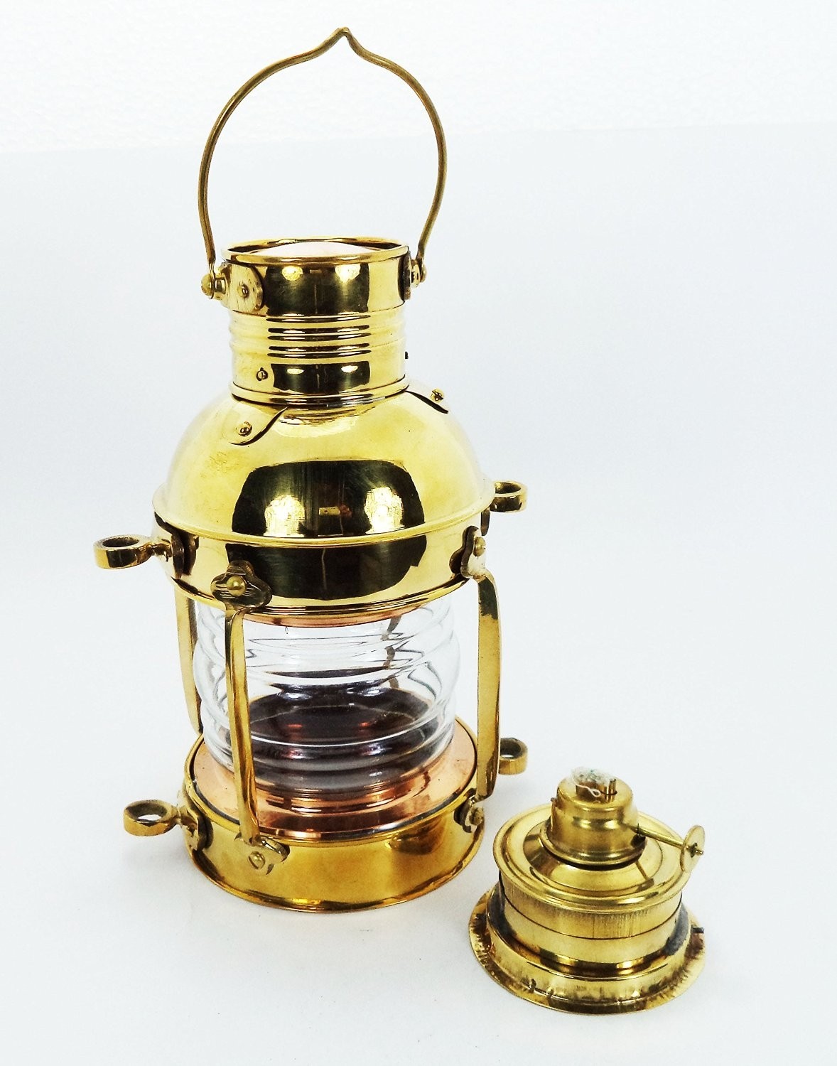 Hurricane Lantern Hand Designed Brass Lamp Decorative Cargo Oil Lamp Hanging Lamp Collectibles (Uses Lamp Oil or Kerosene)