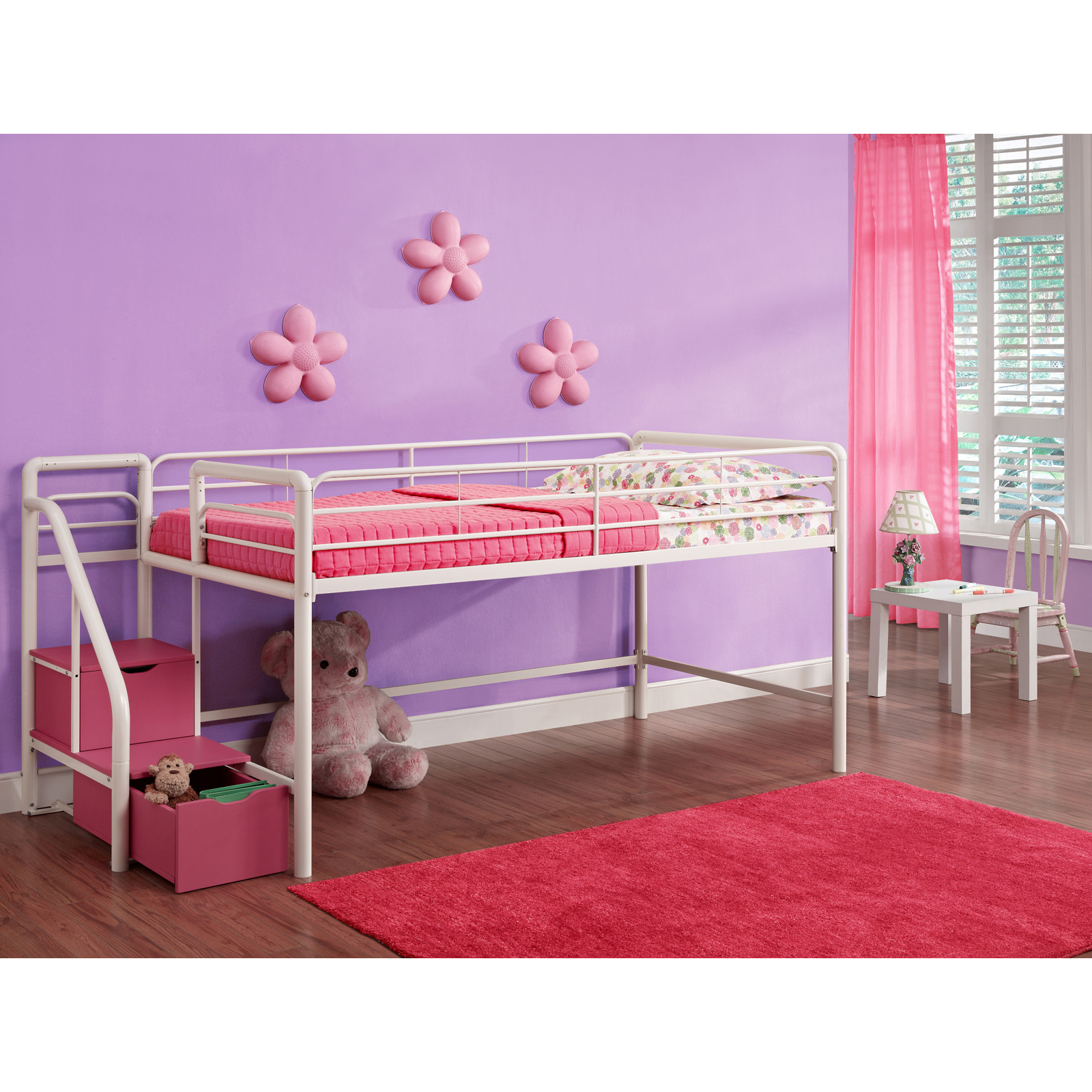 twin loft bed with storage steps