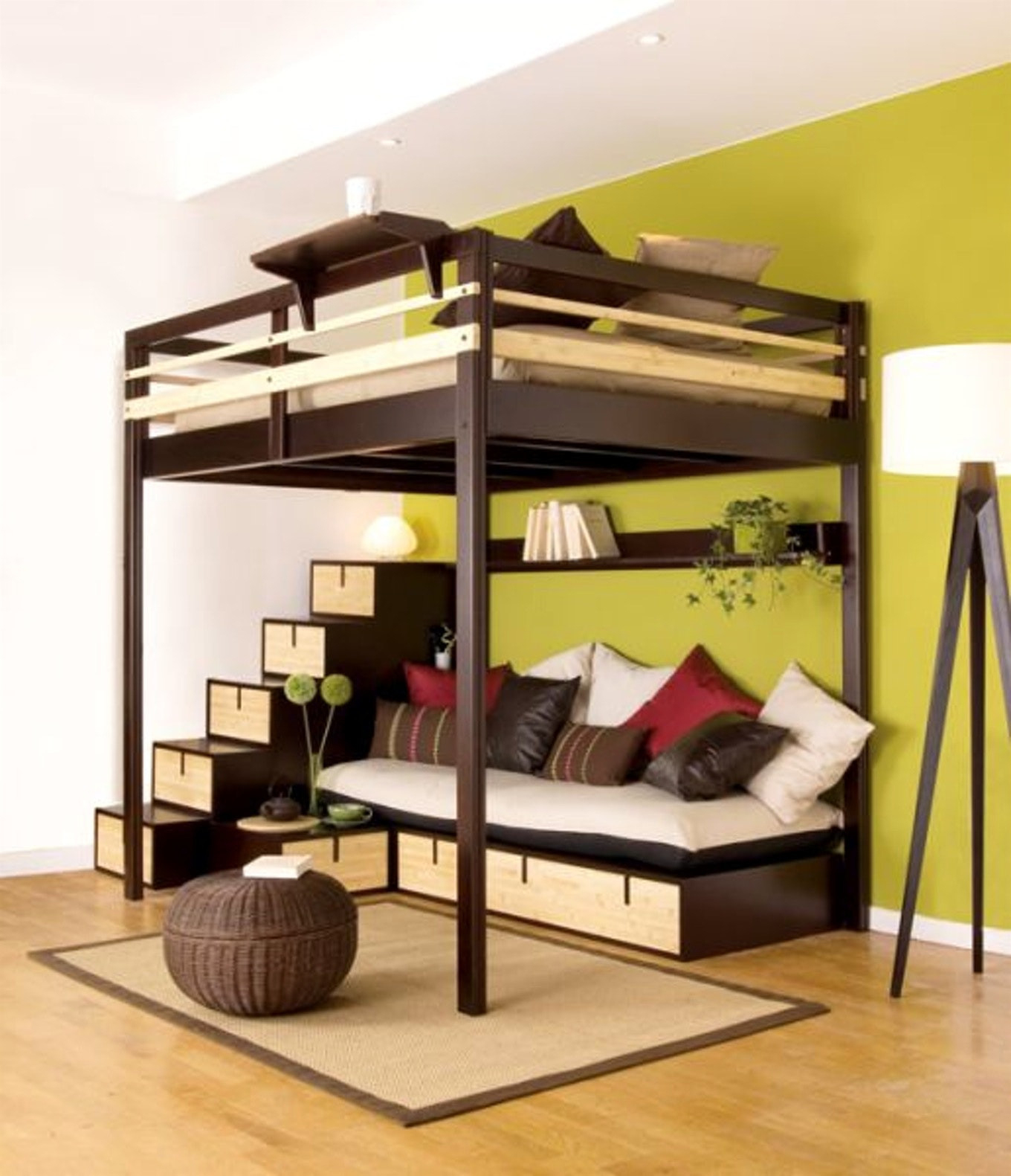loft bed with storage steps