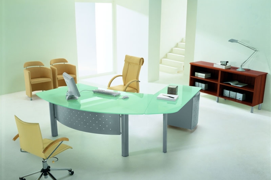 Modern glass executive desk
