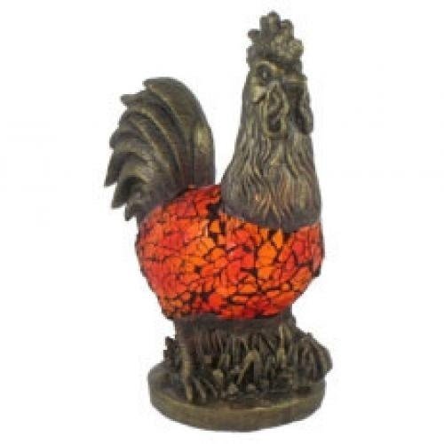 New! Pretty Rooster Table Lamp with Mosaic Glass Shade-1791