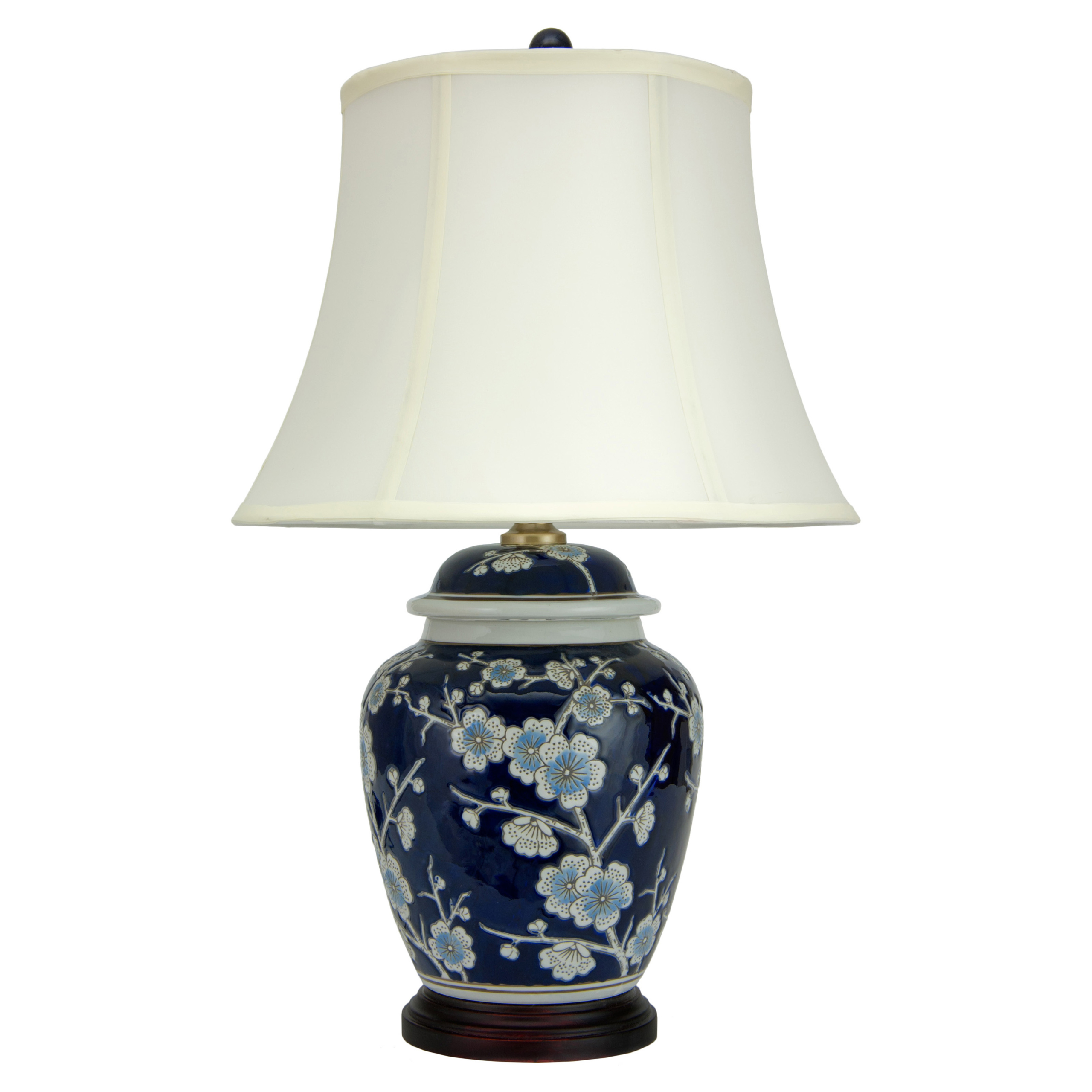 Oriental Furniture Blue Cherry Blossom Lamp, 22-Inch