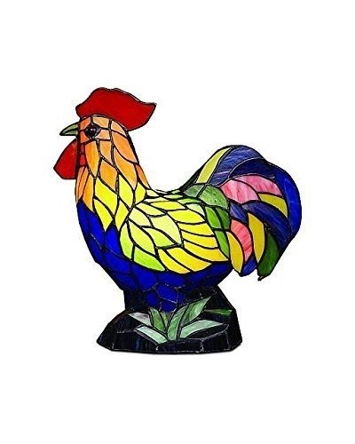 Parrot Uncle Tiffany Style Table Lamp in Shape of Rooster
