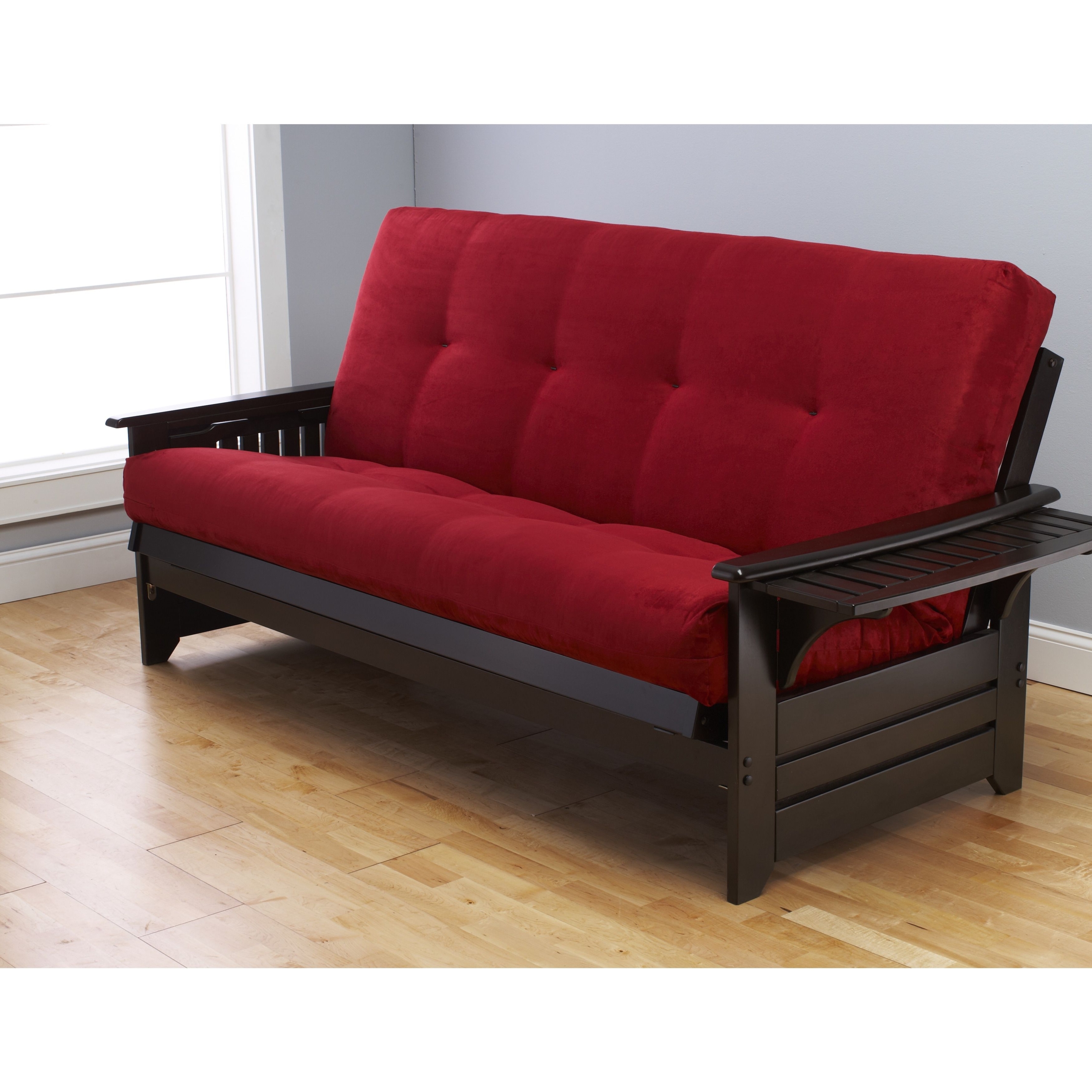 Phoenix Queen Size Futon Sofa Bed With Hardwood Frame And Suede Innerspring Mattress