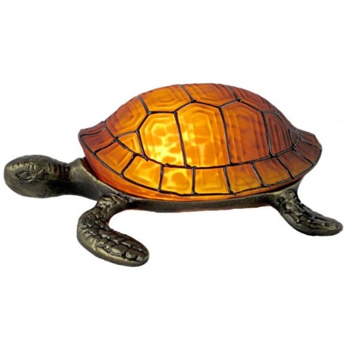 Pretty Amber Glass Turtle W/black Table Lamp- 4495