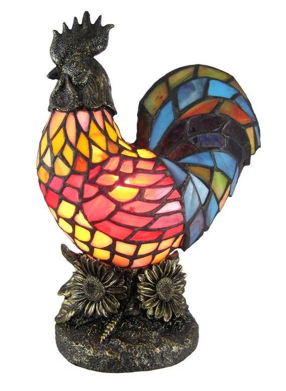 Stained Glass Rooster Accent Lamp Chicken