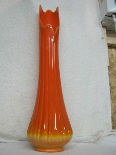 Viking fayette bittersweet opaque orange slag swung floor vase awesome