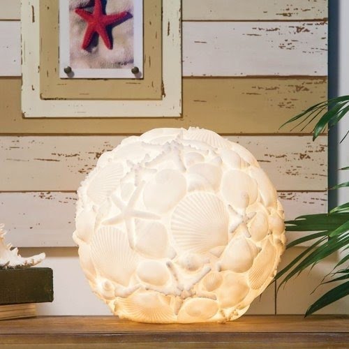 White Embossed Seashell Orb Lamp
